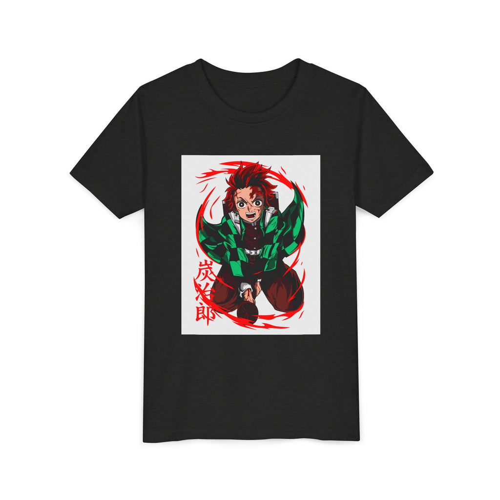 Youth Anime Character Tee — Action Pose Graphic Short Sleeve Shirt