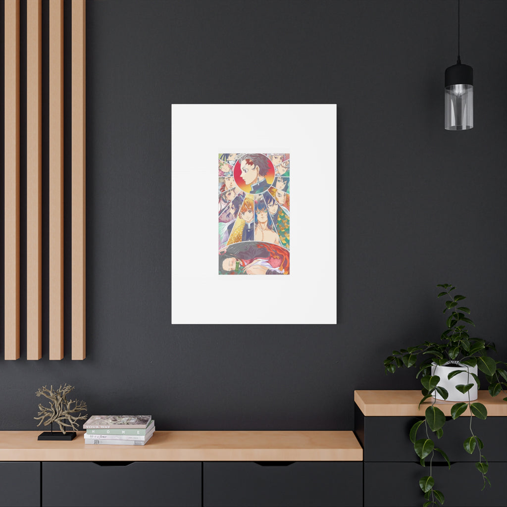 Anime Character Collage Matte Canvas Print - Stretched Wall Art