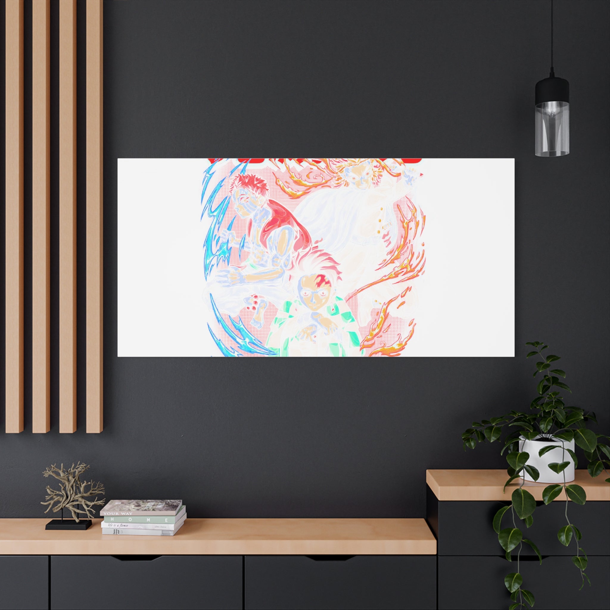 Anime Canvas Wall Art — Demon Slayer Tanjiro & Rengoku Matte Stretched Print