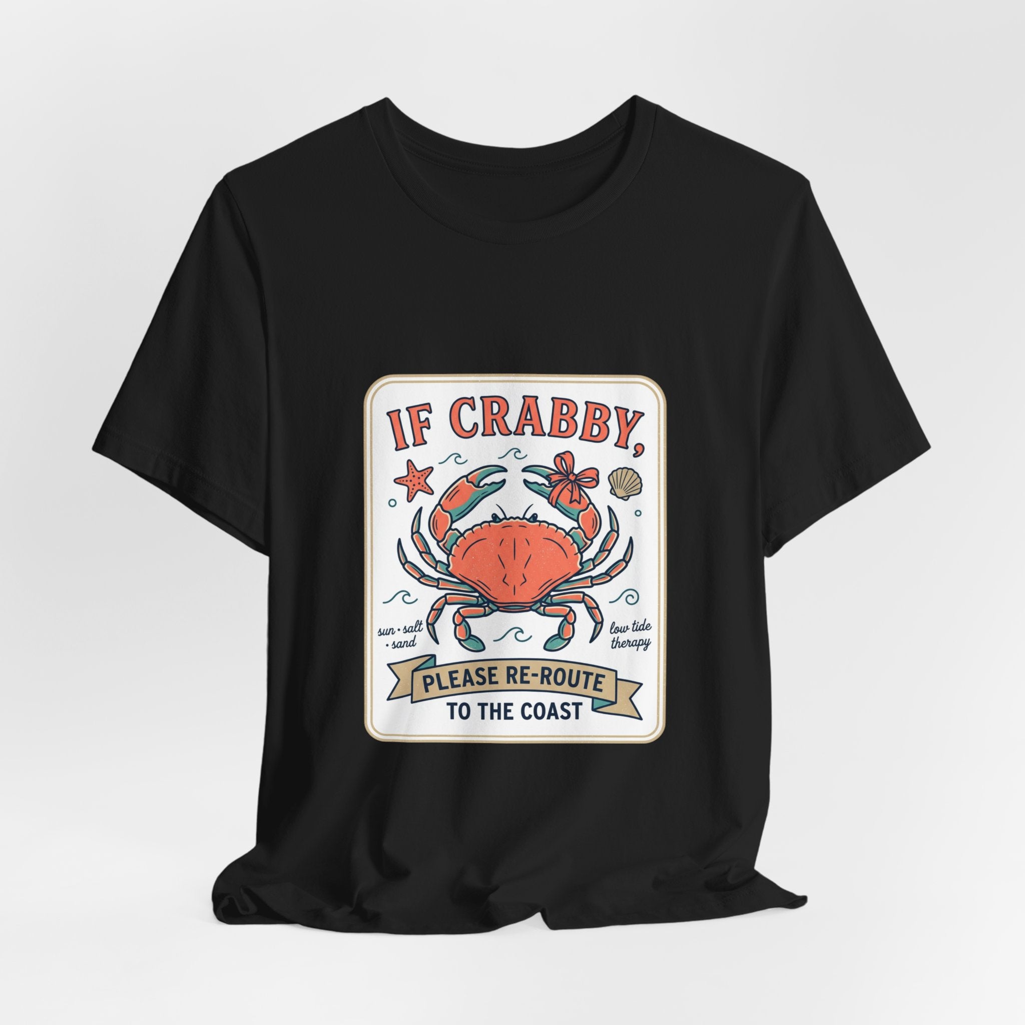 If Crabby Please Re-Route to the Coast T-Shirt | Crab Humor, Coastal Summer