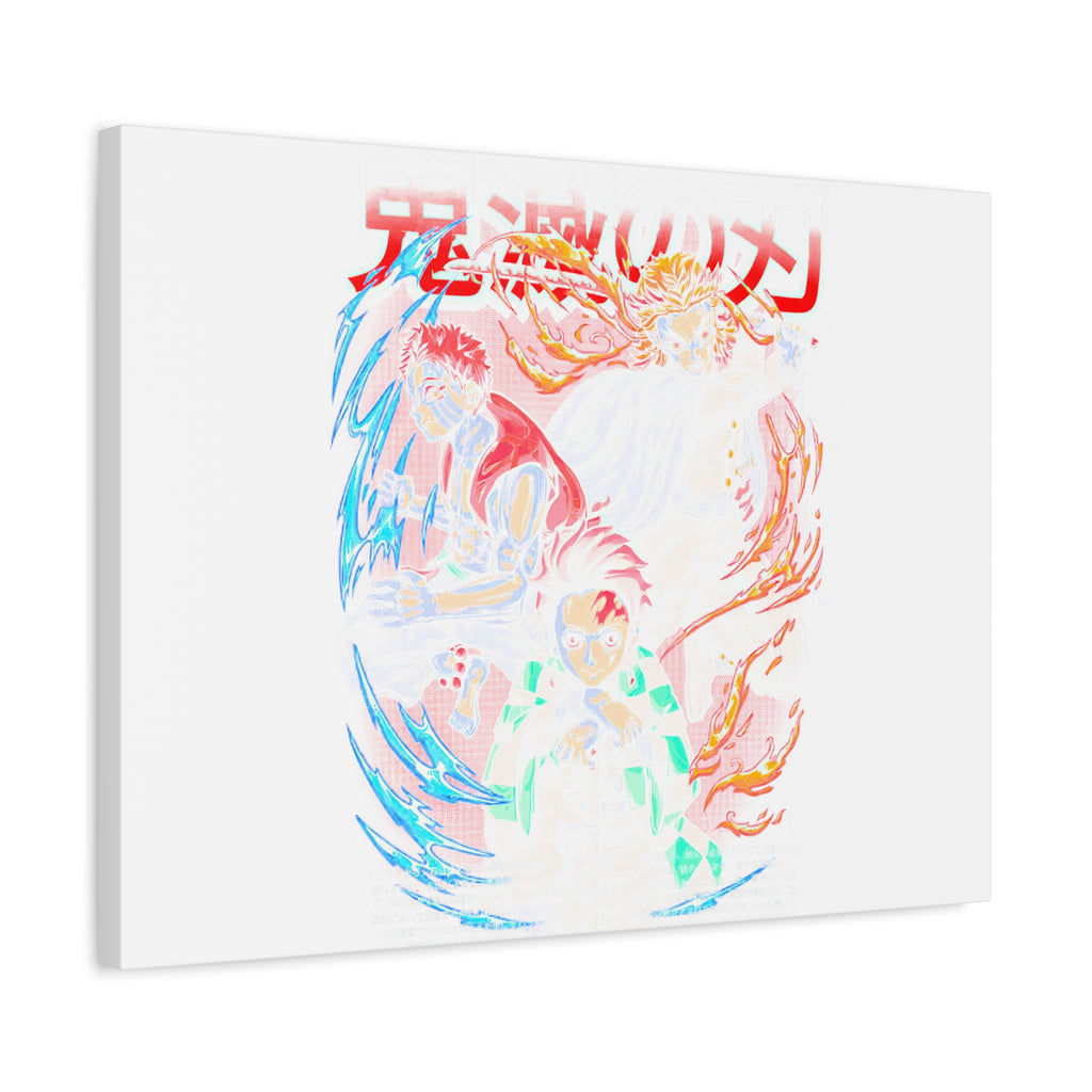 Anime Canvas Wall Art — Demon Slayer Tanjiro & Rengoku Matte Stretched Print