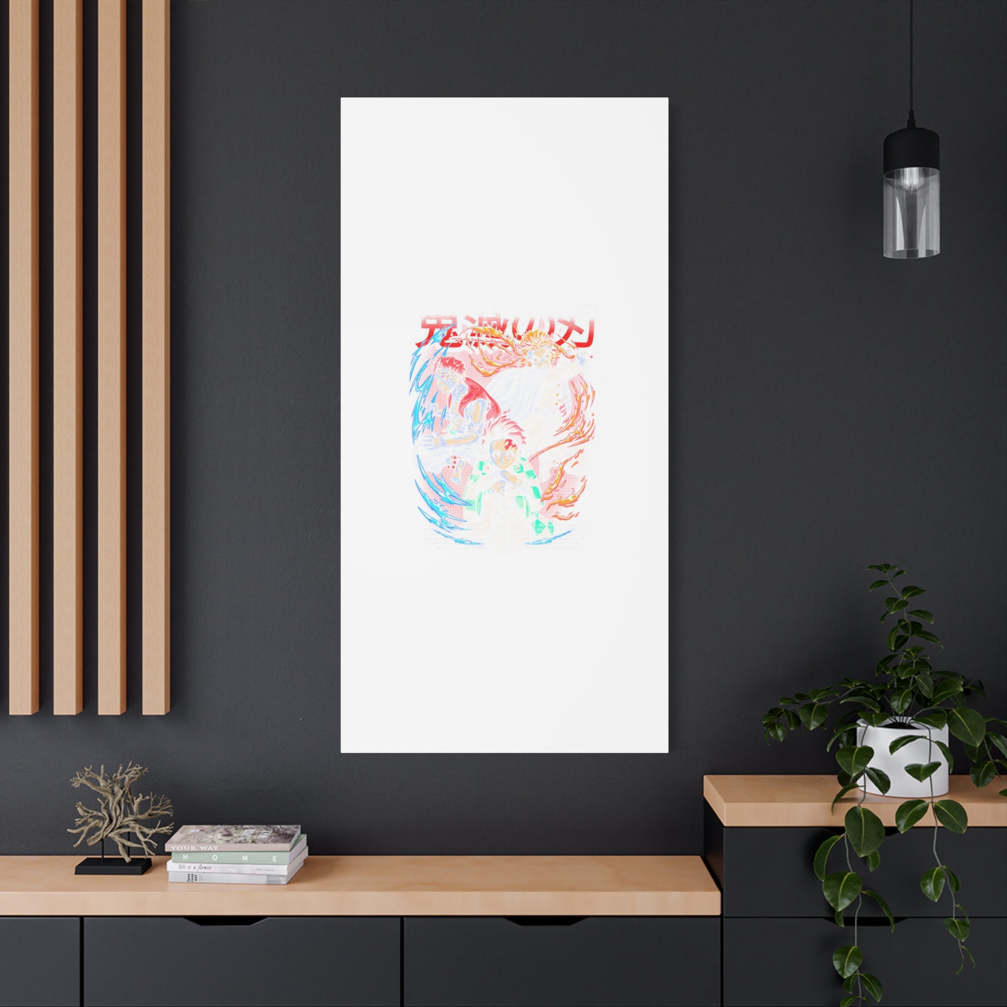 Anime Canvas Wall Art — Demon Slayer Tanjiro & Rengoku Matte Stretched Print