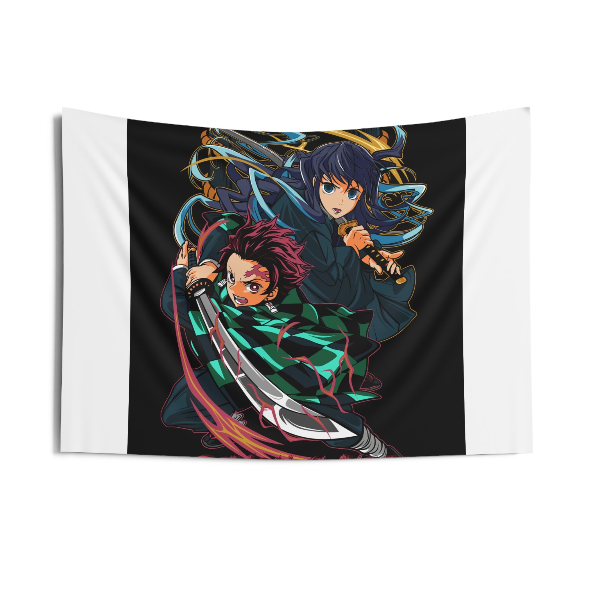 Demon Slayer Tanjiro & Shinobu Anime Wall Tapestry – Bedroom Decor, Otaku Gift