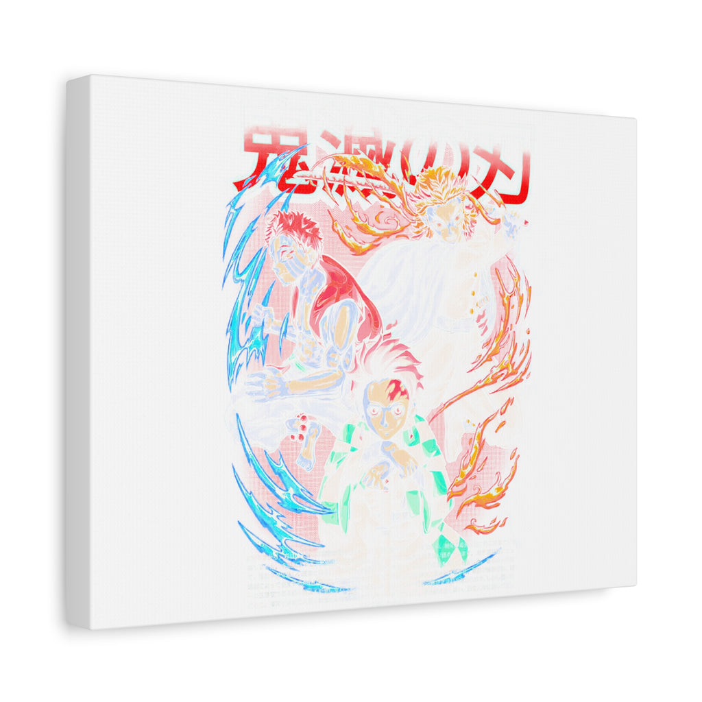 Anime Canvas Wall Art — Demon Slayer Tanjiro & Rengoku Matte Stretched Print