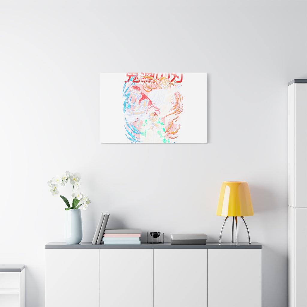Anime Canvas Wall Art — Demon Slayer Tanjiro & Rengoku Matte Stretched Print
