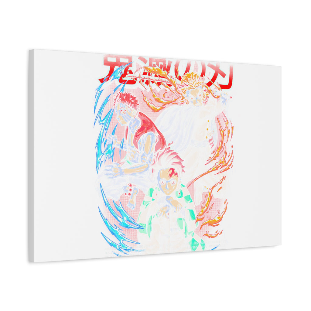 Anime Canvas Wall Art — Demon Slayer Tanjiro & Rengoku Matte Stretched Print