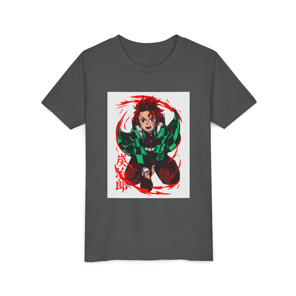 Youth Anime Character Tee — Action Pose Graphic Short Sleeve Shirt
