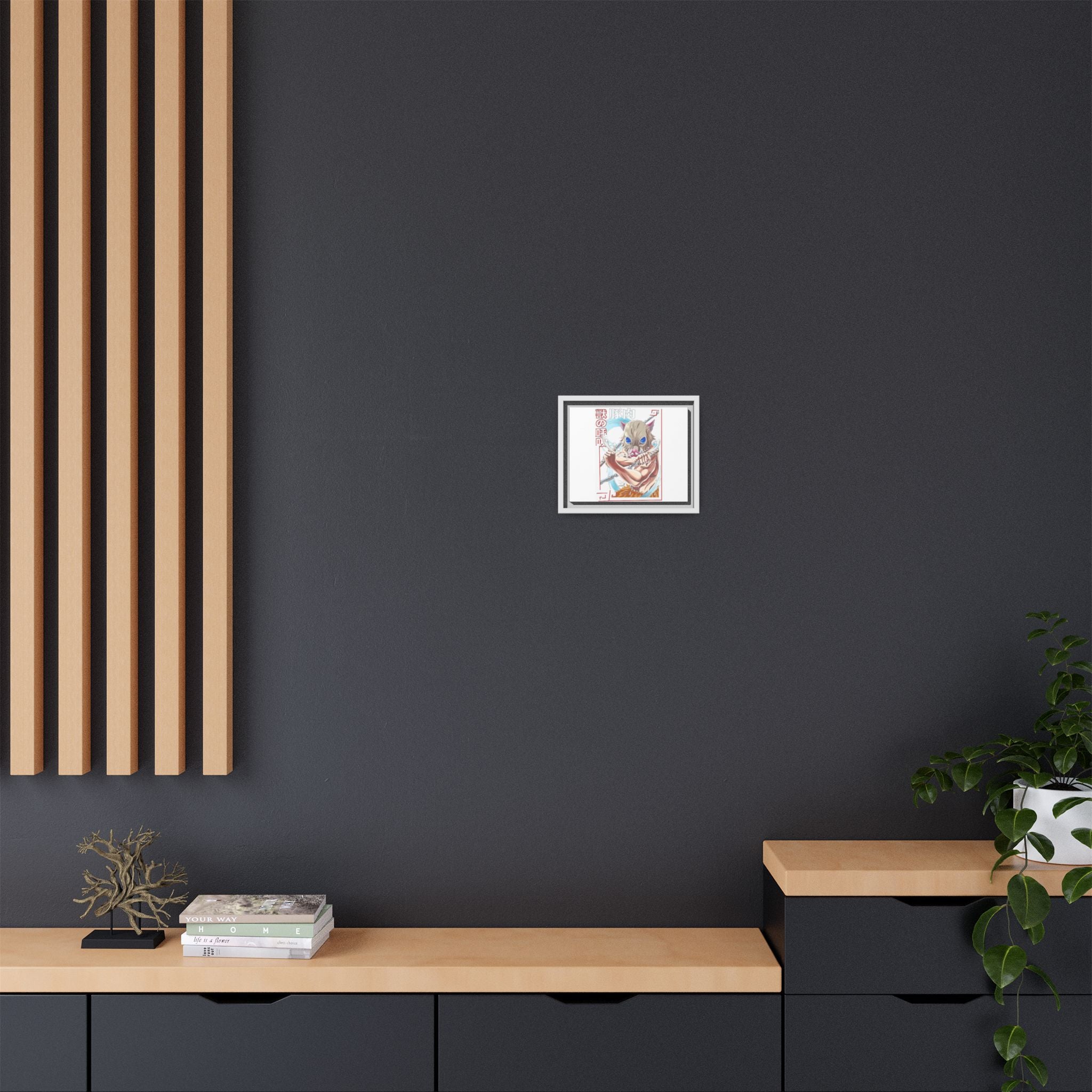 Demon Mask Anime Canvas Print — Inosuke Framed Matte Wall Art
