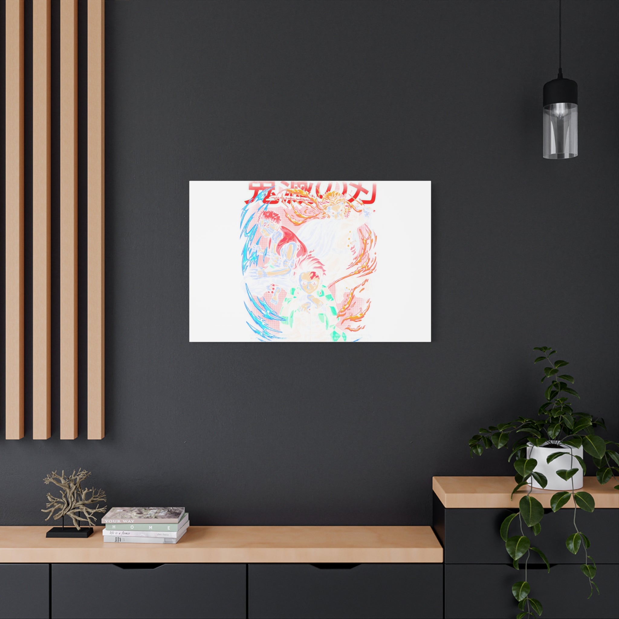 Anime Canvas Wall Art — Demon Slayer Tanjiro & Rengoku Matte Stretched Print