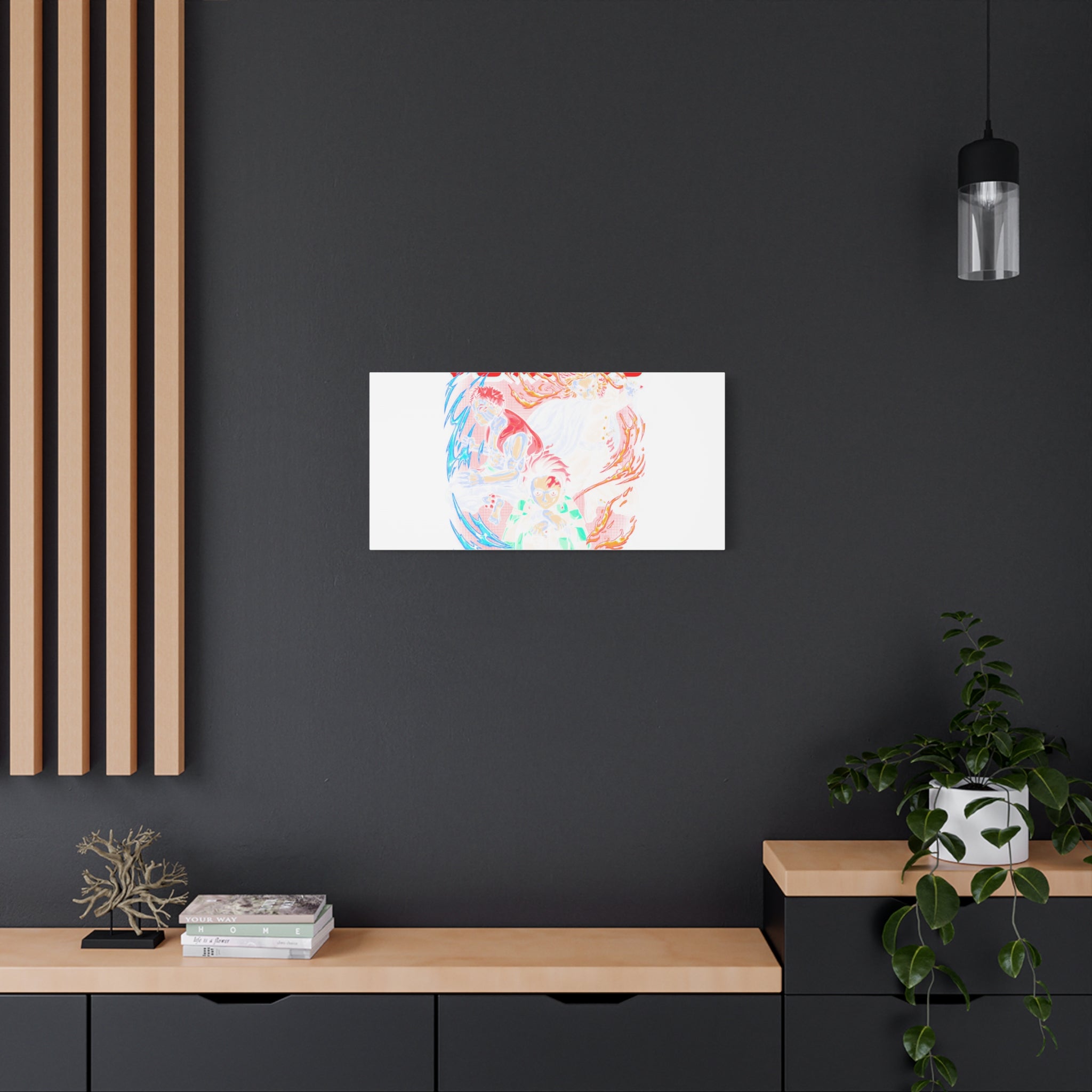Anime Canvas Wall Art — Demon Slayer Tanjiro & Rengoku Matte Stretched Print