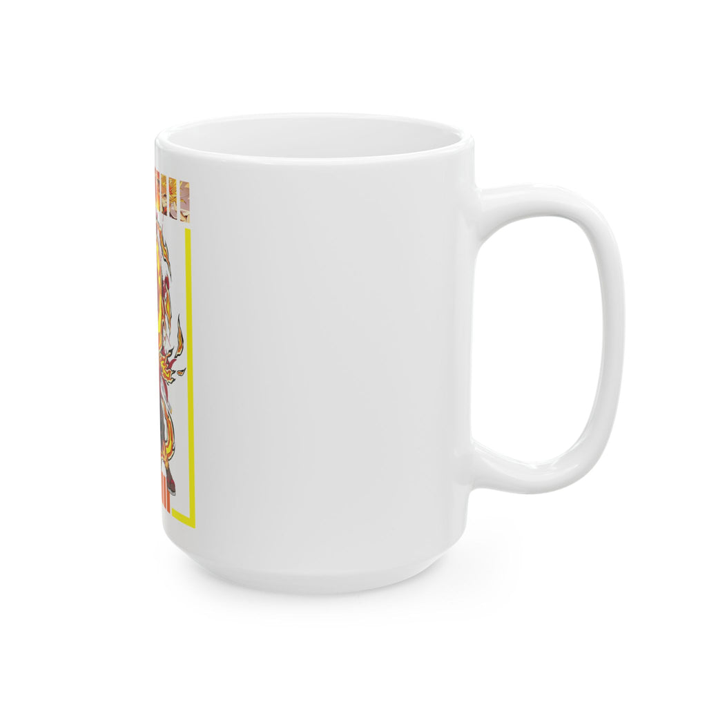 Flame Breathing Anime Mug — Kyojuro Rengoku Fire Fighter Ceramic Coffee Cup (11oz/15oz)
