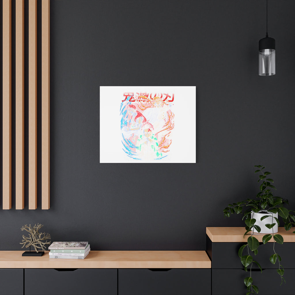 Anime Canvas Wall Art — Demon Slayer Tanjiro & Rengoku Matte Stretched Print
