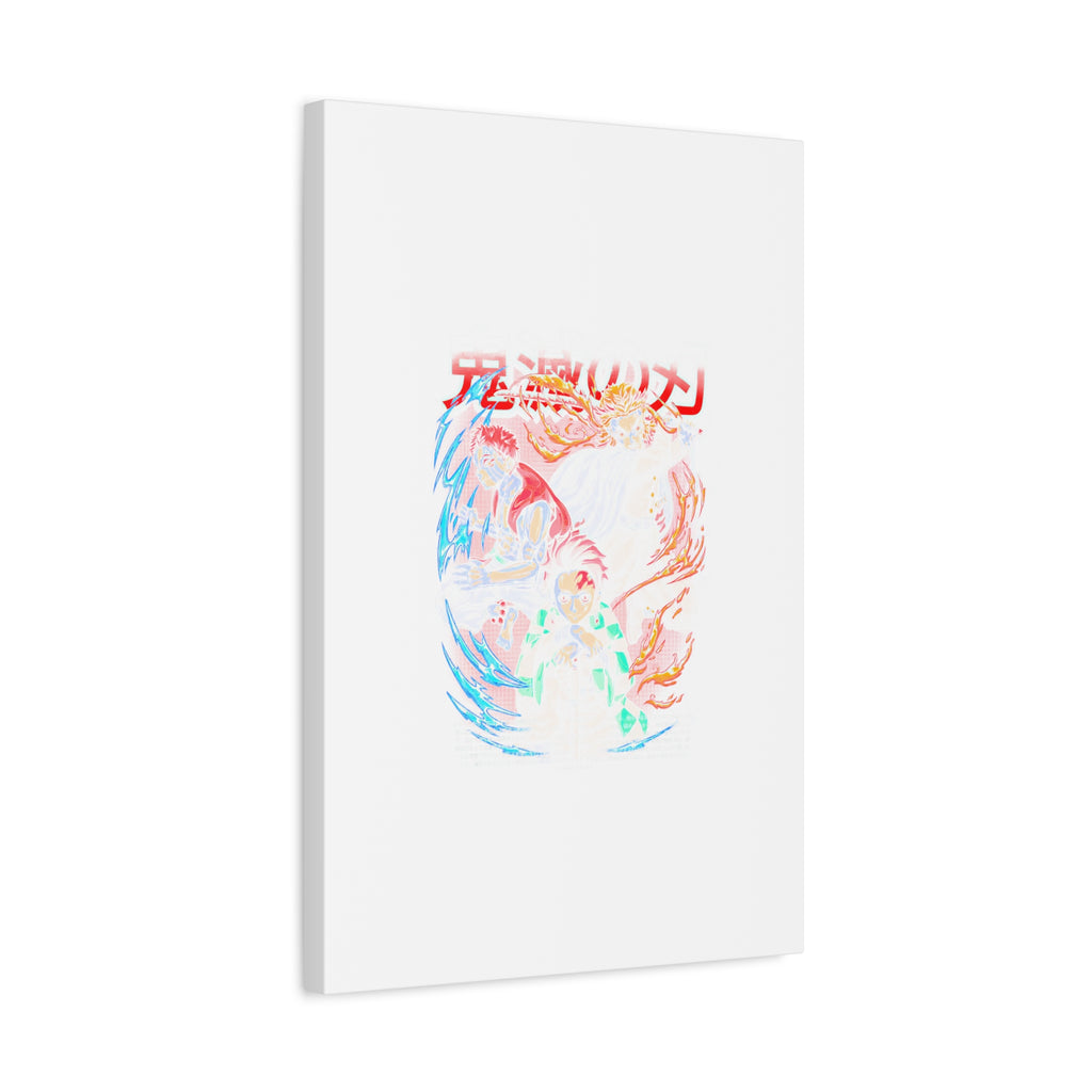 Anime Canvas Wall Art — Demon Slayer Tanjiro & Rengoku Matte Stretched Print