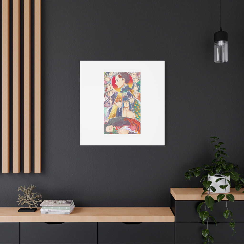 Anime Character Collage Matte Canvas Print - Stretched Wall Art