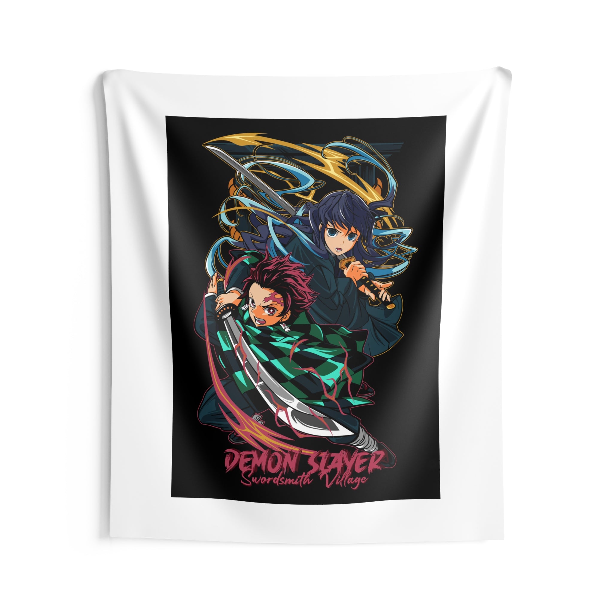 Demon Slayer Tanjiro & Shinobu Anime Wall Tapestry – Bedroom Decor, Otaku Gift