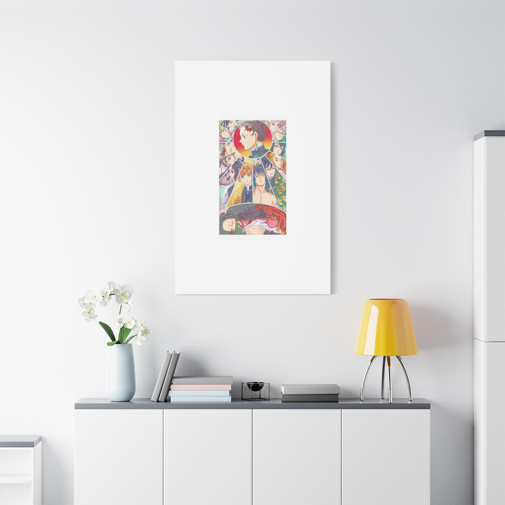 Anime Character Collage Matte Canvas Print - Stretched Wall Art
