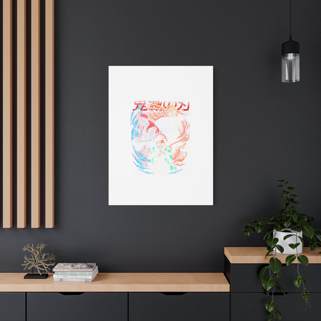 Anime Canvas Wall Art — Demon Slayer Tanjiro & Rengoku Matte Stretched Print