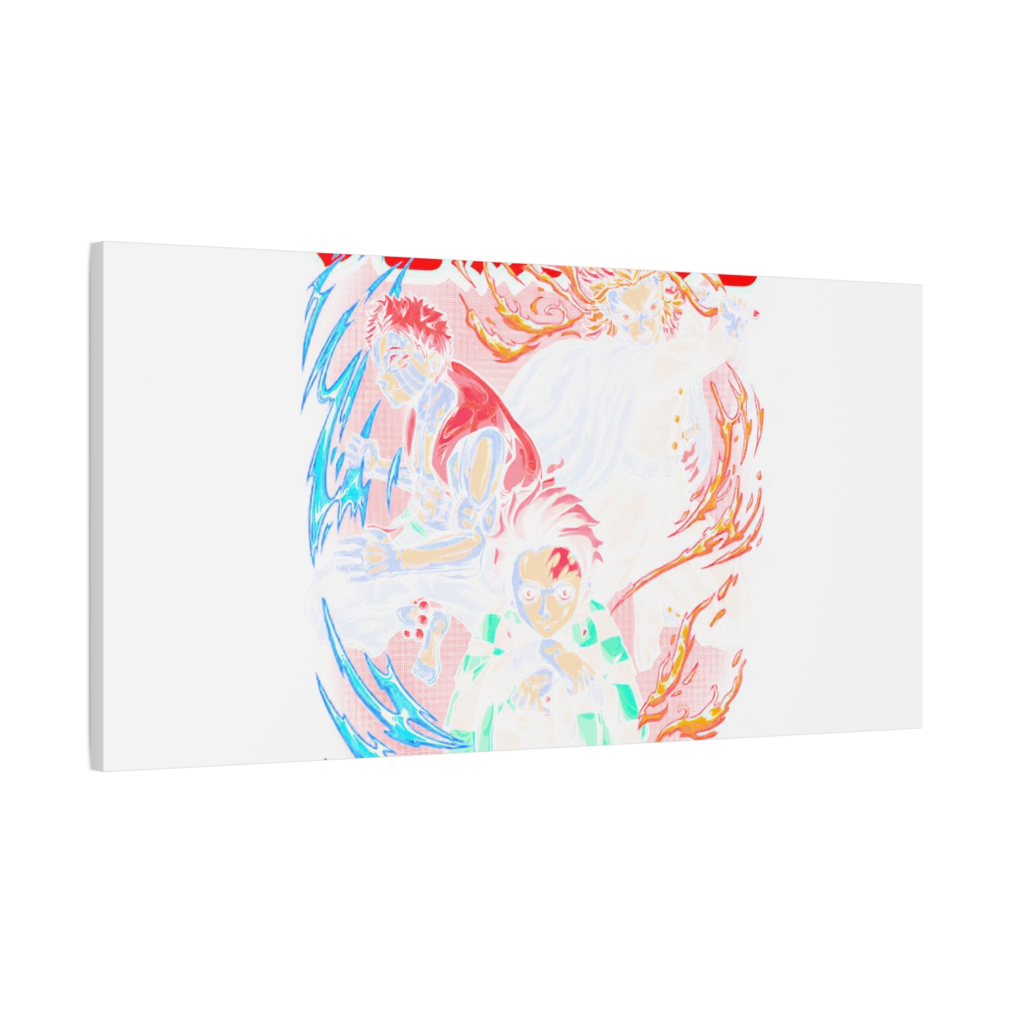 Anime Canvas Wall Art — Demon Slayer Tanjiro & Rengoku Matte Stretched Print
