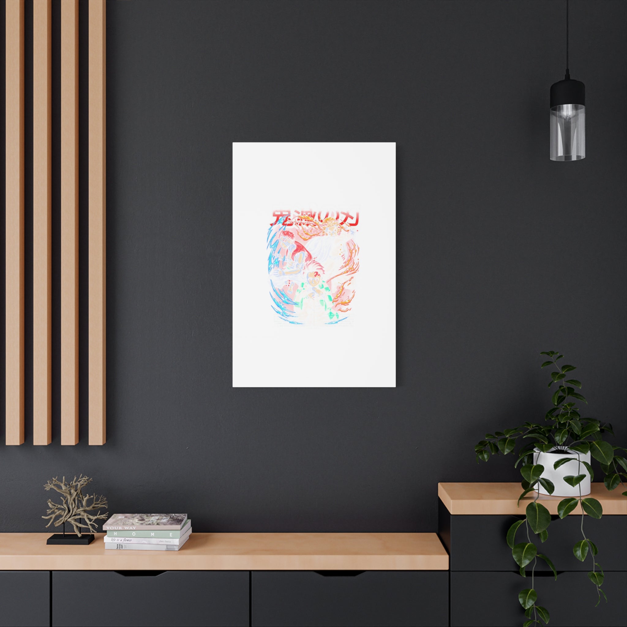 Anime Canvas Wall Art — Demon Slayer Tanjiro & Rengoku Matte Stretched Print
