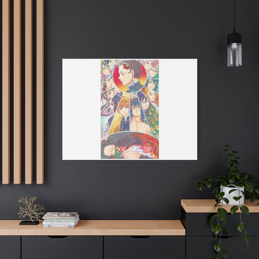 Anime Character Collage Matte Canvas Print - Stretched Wall Art