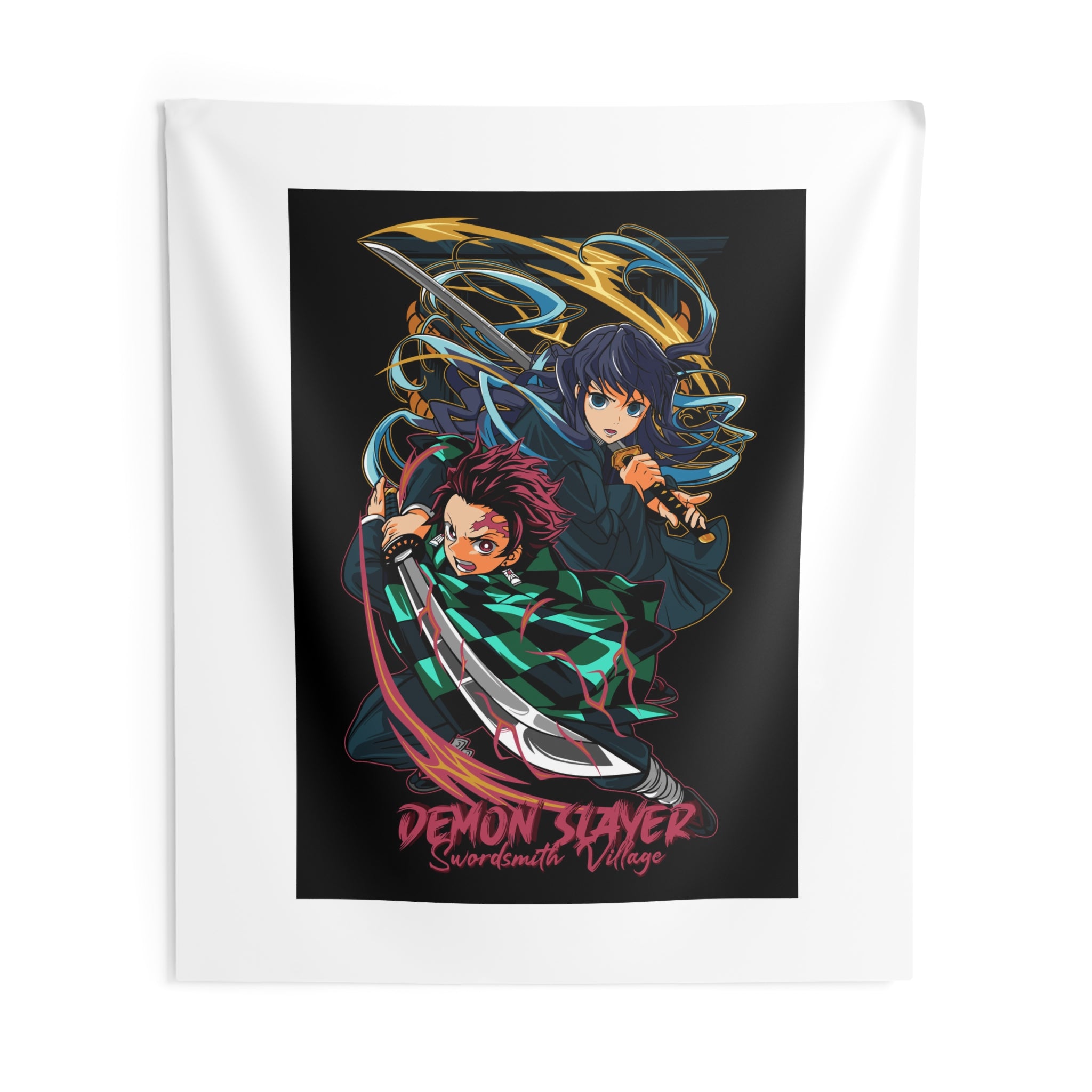 Demon Slayer Tanjiro & Shinobu Anime Wall Tapestry – Bedroom Decor, Otaku Gift
