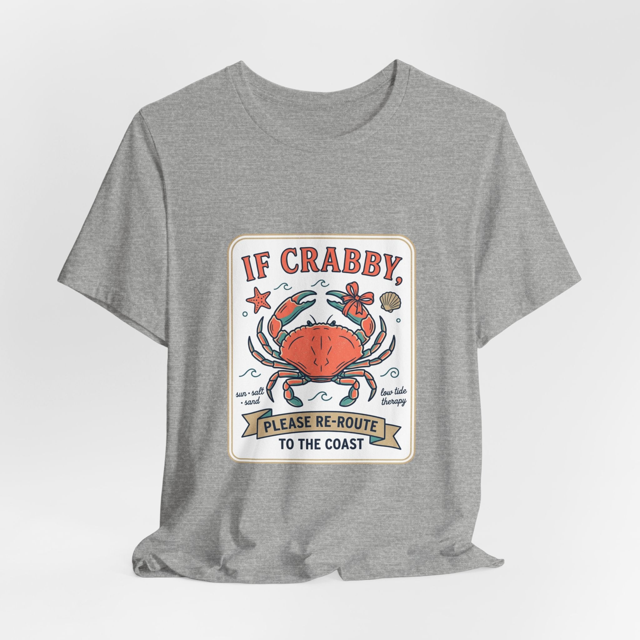 If Crabby Please Re-Route to the Coast T-Shirt | Crab Humor, Coastal Summer