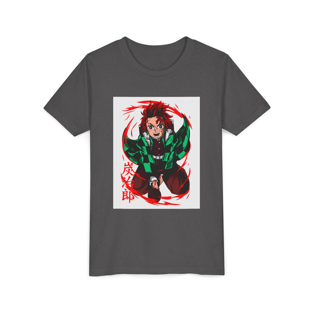 Youth Anime Character Tee — Action Pose Graphic Short Sleeve Shirt
