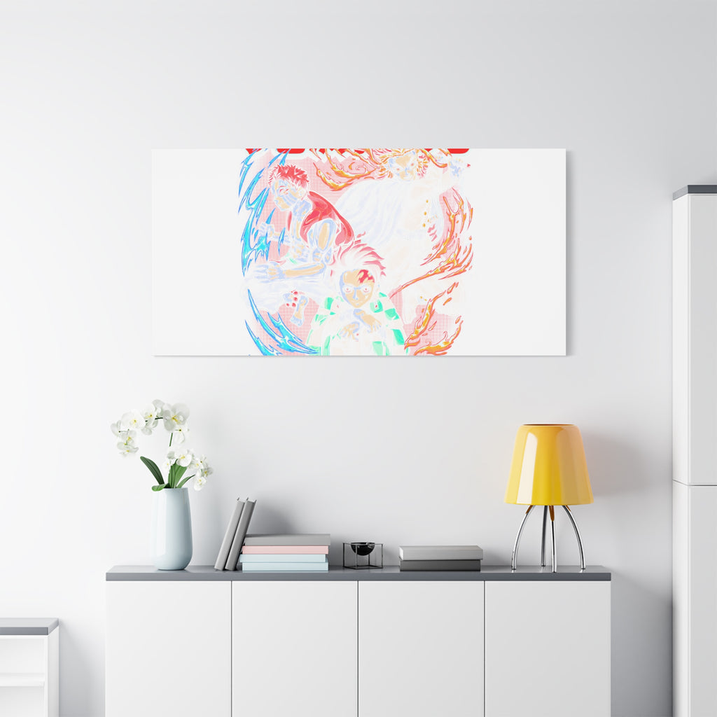 Anime Canvas Wall Art — Demon Slayer Tanjiro & Rengoku Matte Stretched Print