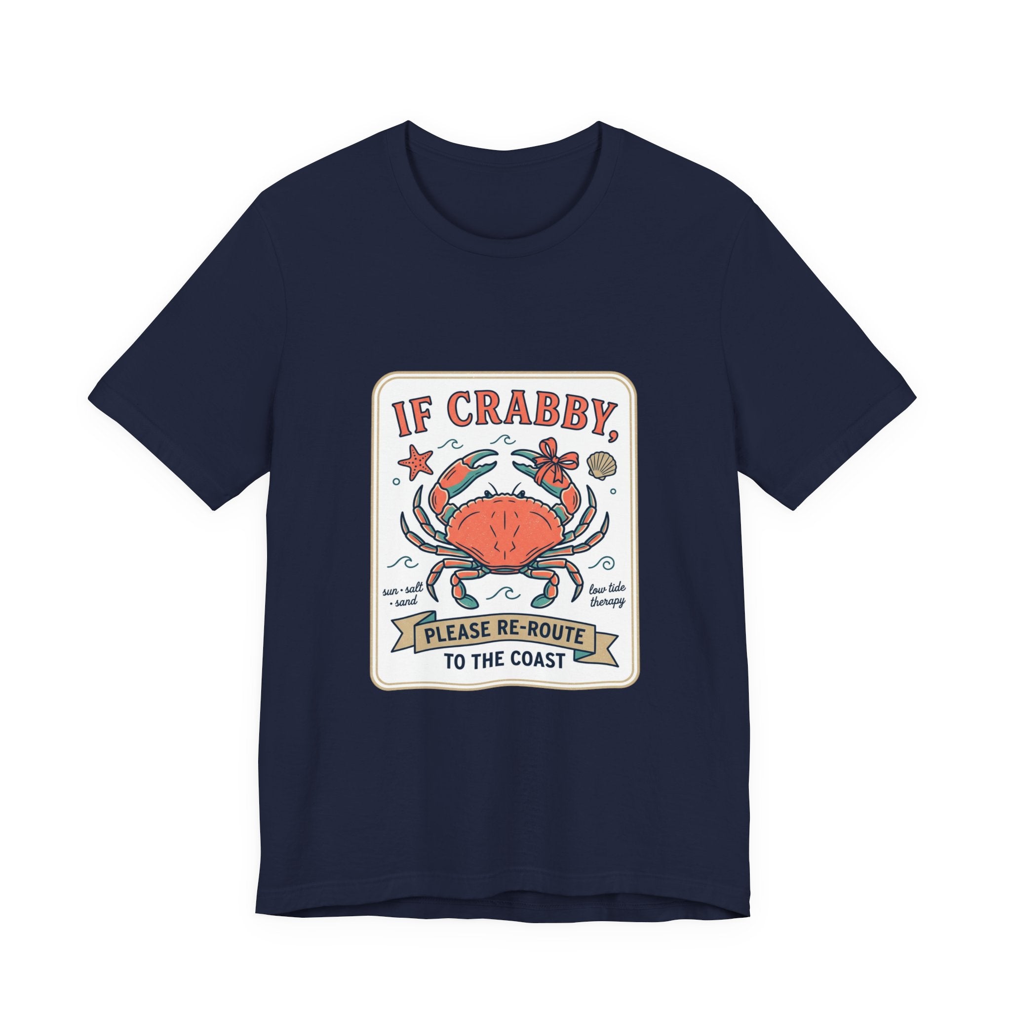 If Crabby Please Re-Route to the Coast T-Shirt | Crab Humor, Coastal Summer