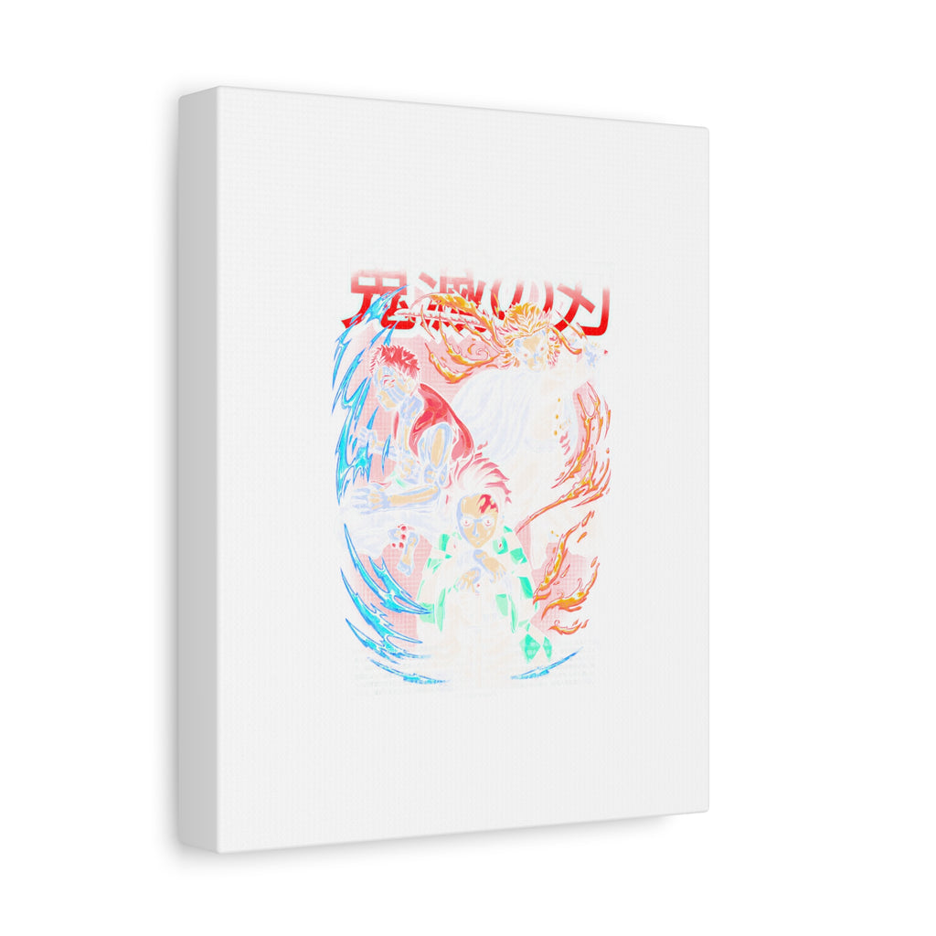 Anime Canvas Wall Art — Demon Slayer Tanjiro & Rengoku Matte Stretched Print