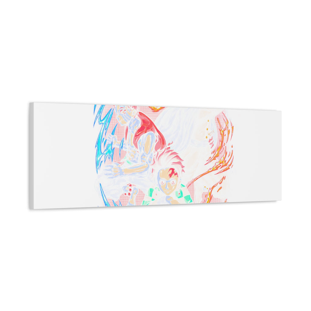 Anime Canvas Wall Art — Demon Slayer Tanjiro & Rengoku Matte Stretched Print
