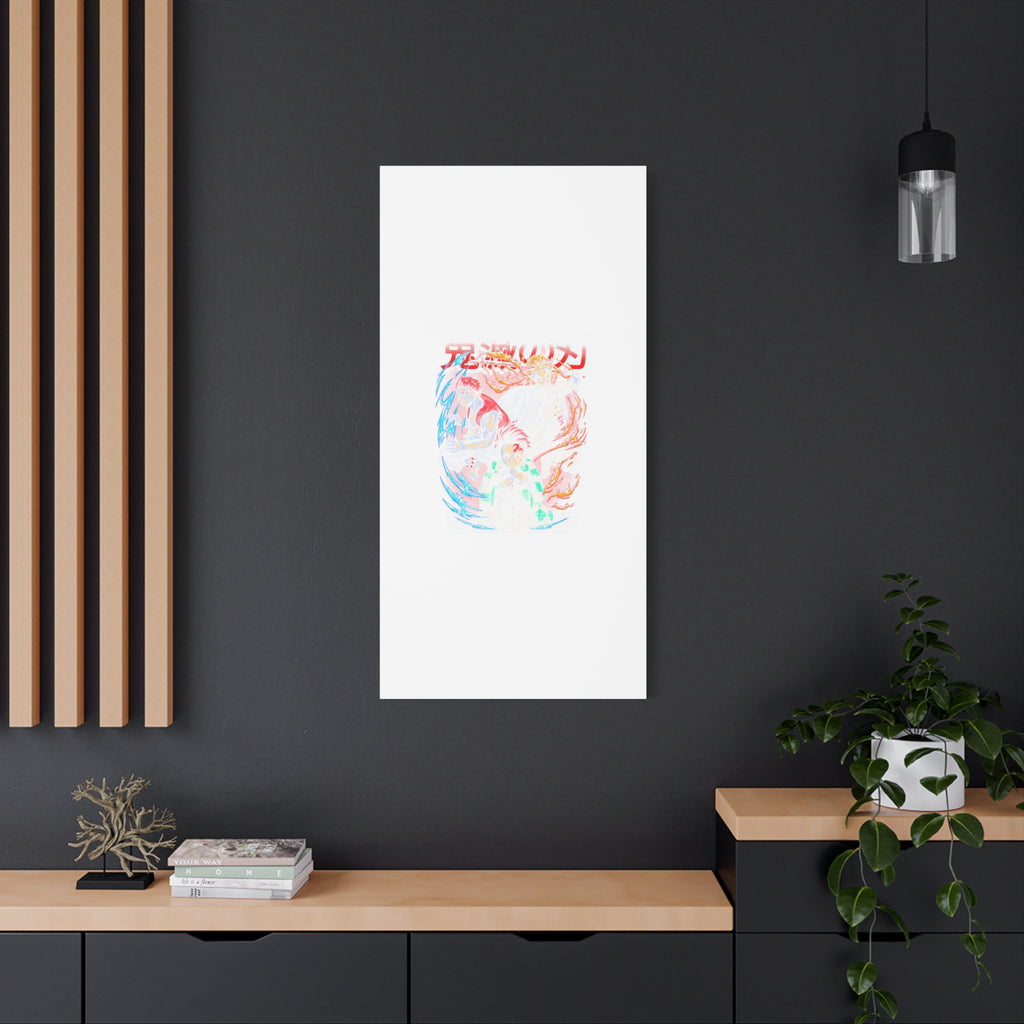 Anime Canvas Wall Art — Demon Slayer Tanjiro & Rengoku Matte Stretched Print