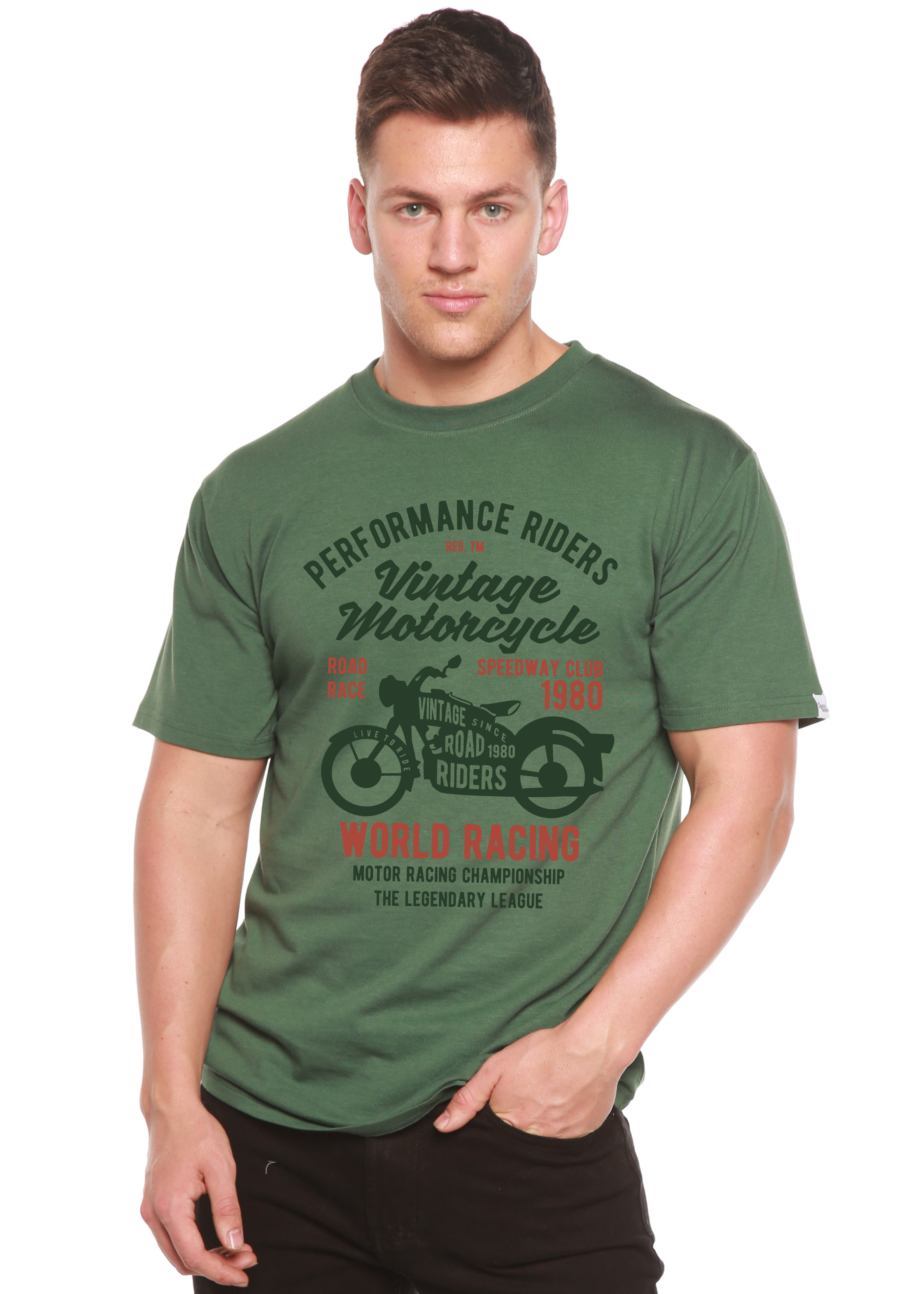 Vintage Motorcycle Spun Bamboo® Men's Bamboo Viscose/Organic Cotton Short Sleeve Graphic T-Shirt