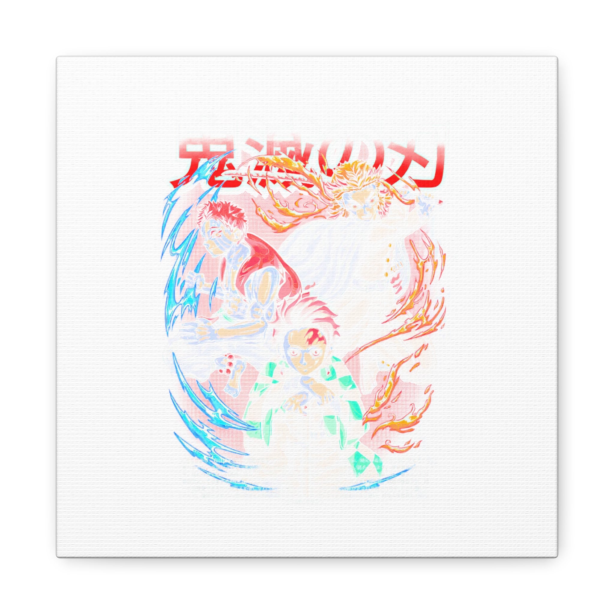 Anime Canvas Wall Art — Demon Slayer Tanjiro & Rengoku Matte Stretched Print