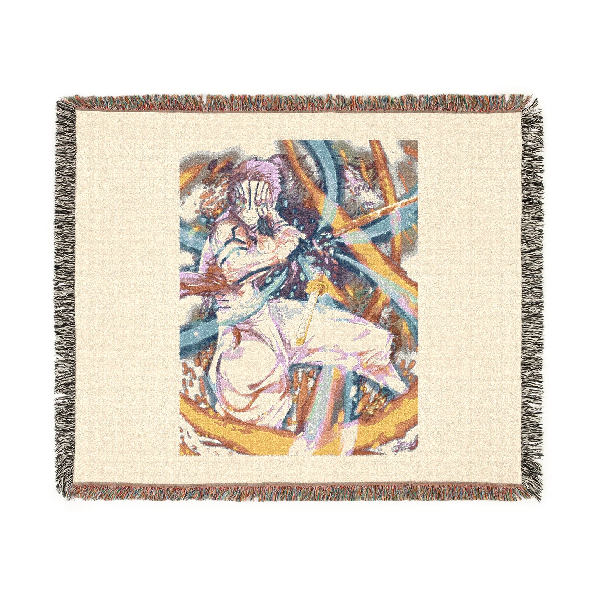 Woven Blanket — Retro Anime Pilot Illustration Throw