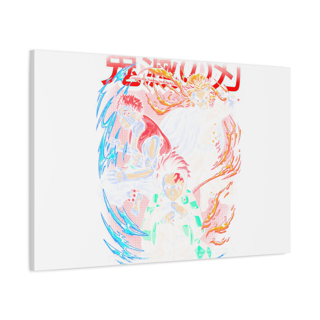 Anime Canvas Wall Art — Demon Slayer Tanjiro & Rengoku Matte Stretched Print