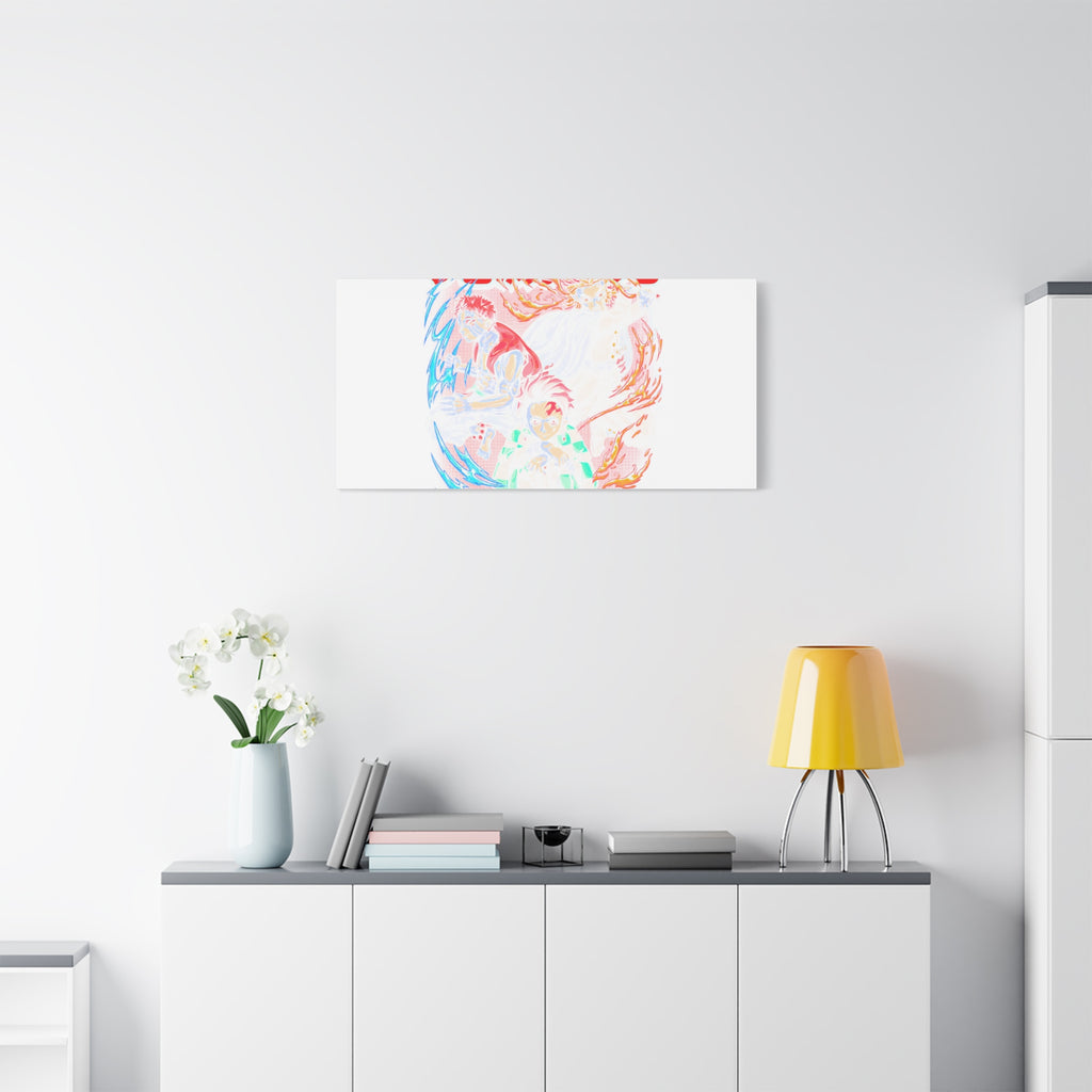 Anime Canvas Wall Art — Demon Slayer Tanjiro & Rengoku Matte Stretched Print