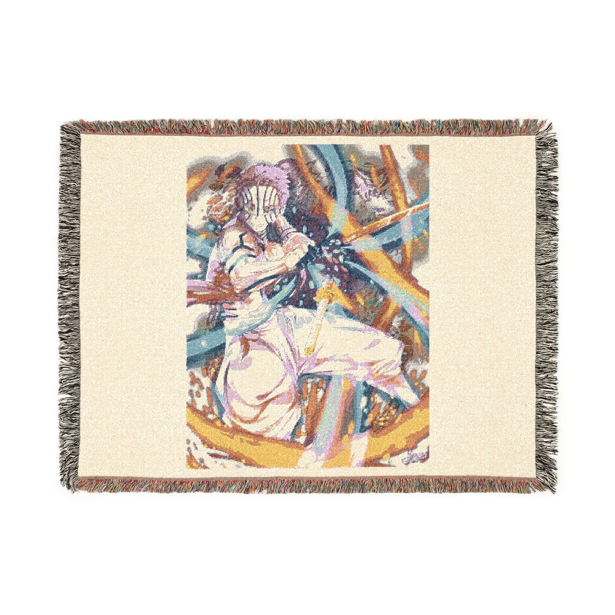 Woven Blanket — Retro Anime Pilot Illustration Throw