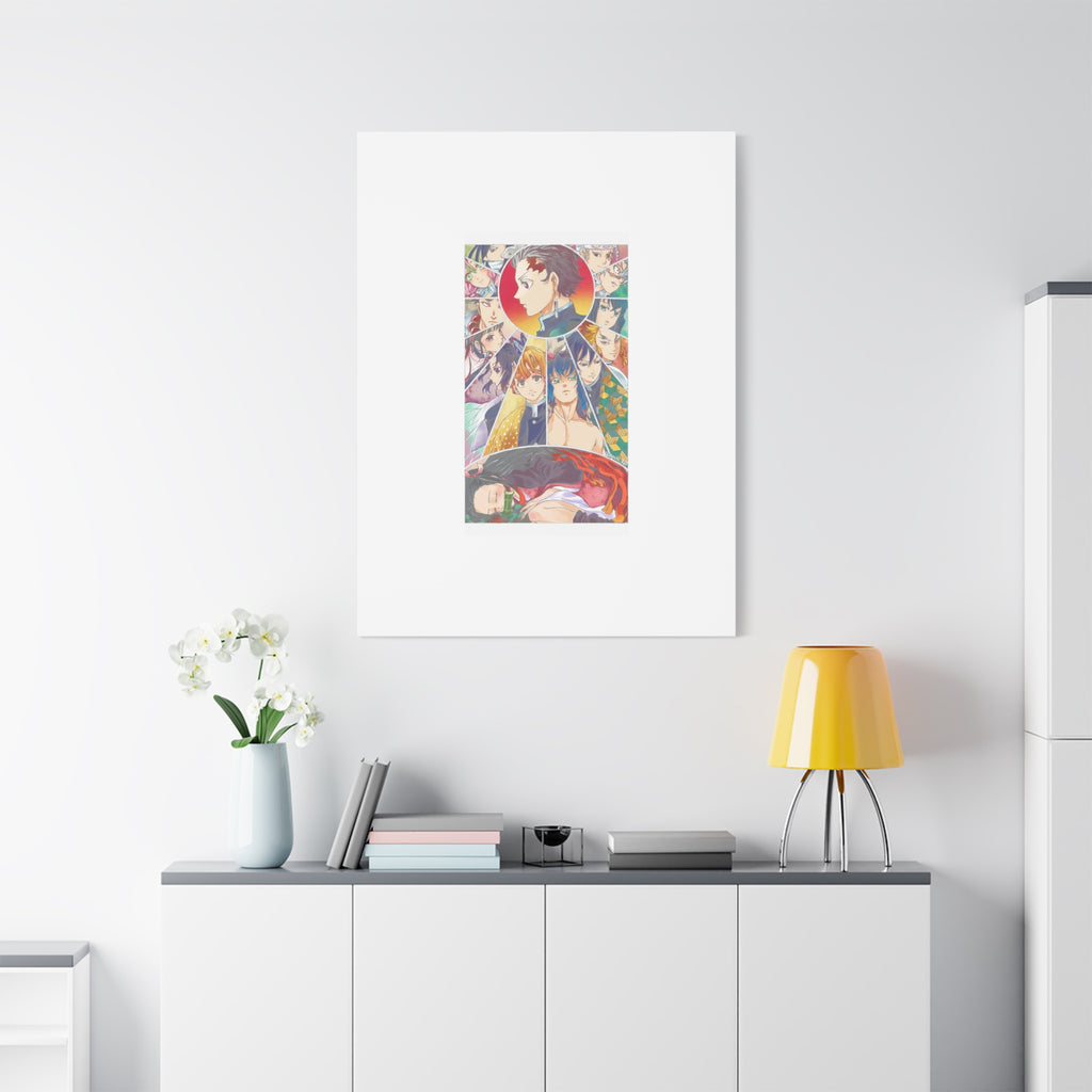 Anime Character Collage Matte Canvas Print - Stretched Wall Art