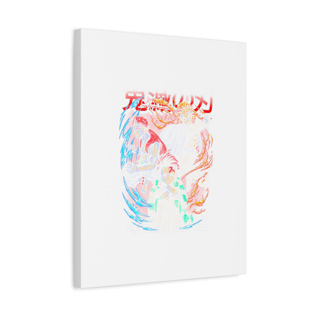 Anime Canvas Wall Art — Demon Slayer Tanjiro & Rengoku Matte Stretched Print
