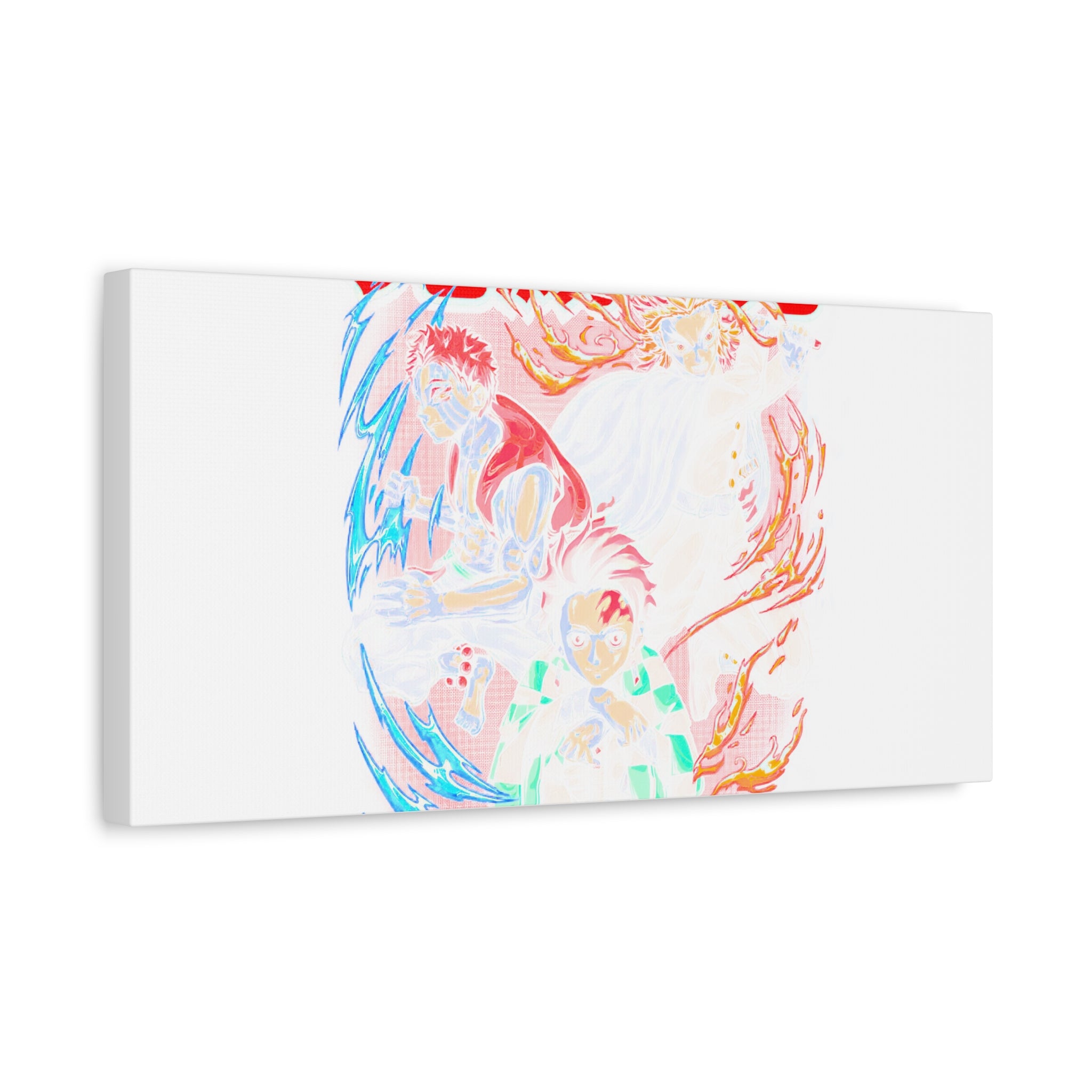 Anime Canvas Wall Art — Demon Slayer Tanjiro & Rengoku Matte Stretched Print