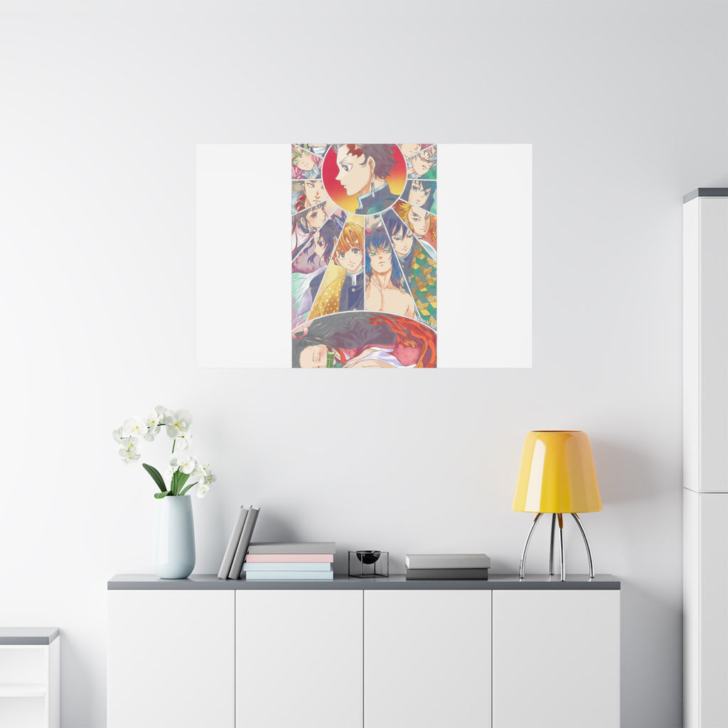 Anime Character Collage Matte Canvas Print - Stretched Wall Art
