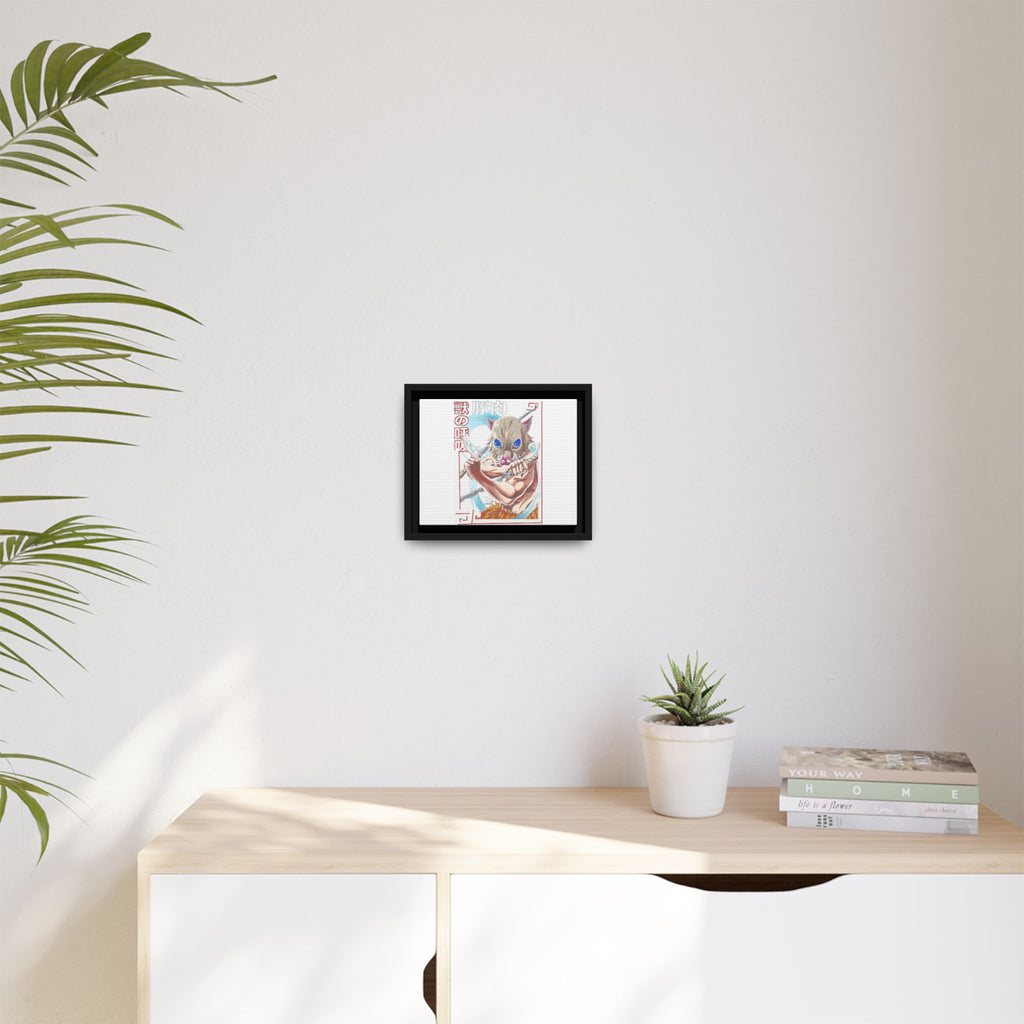 Demon Mask Anime Canvas Print — Inosuke Framed Matte Wall Art