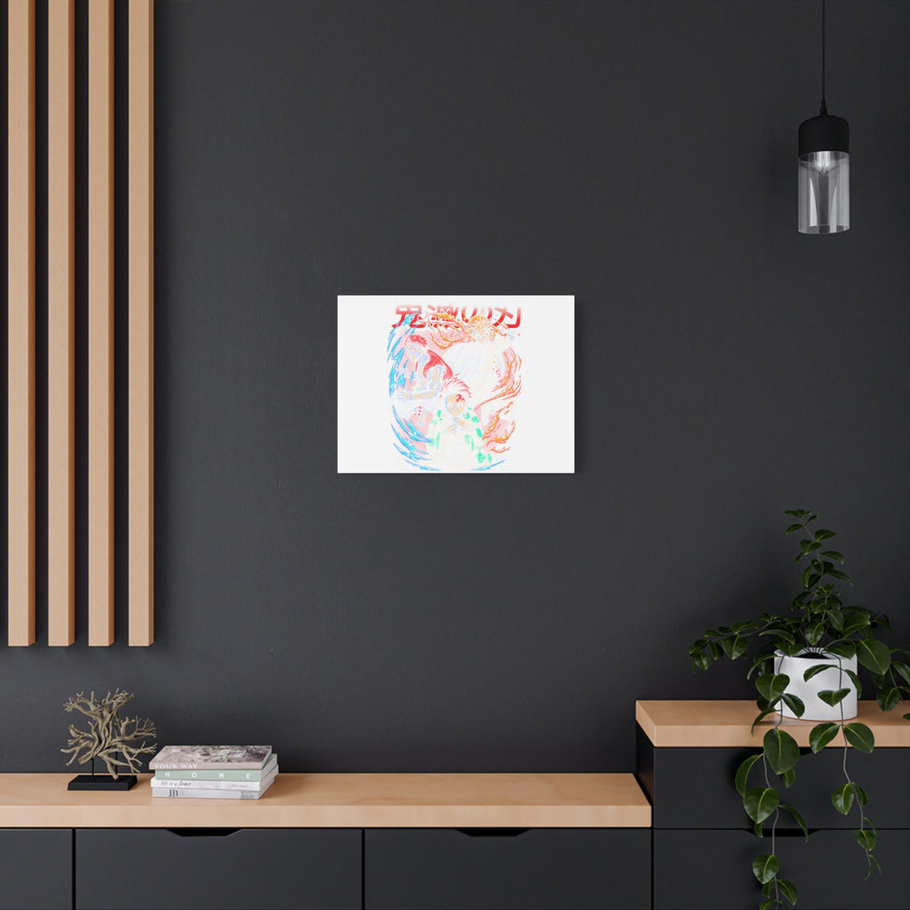 Anime Canvas Wall Art — Demon Slayer Tanjiro & Rengoku Matte Stretched Print