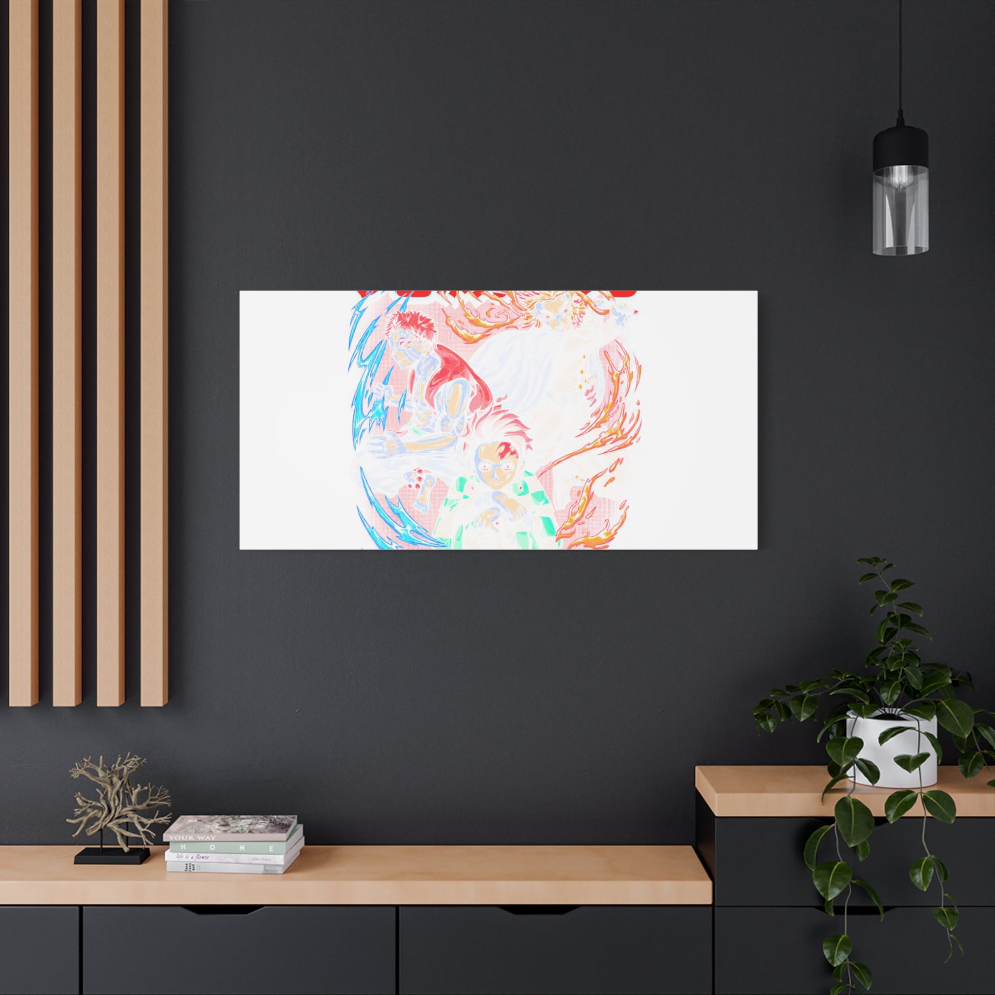 Anime Canvas Wall Art — Demon Slayer Tanjiro & Rengoku Matte Stretched Print