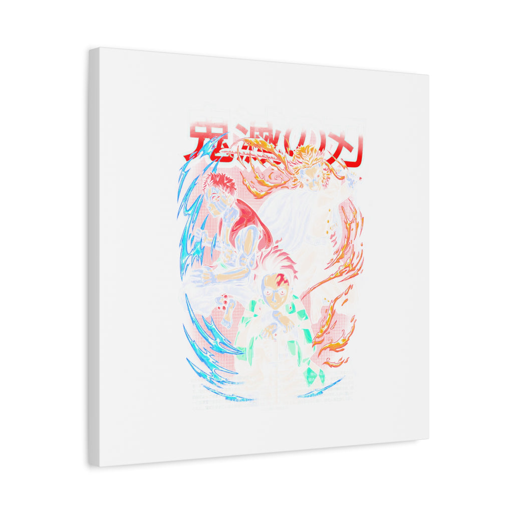 Anime Canvas Wall Art — Demon Slayer Tanjiro & Rengoku Matte Stretched Print