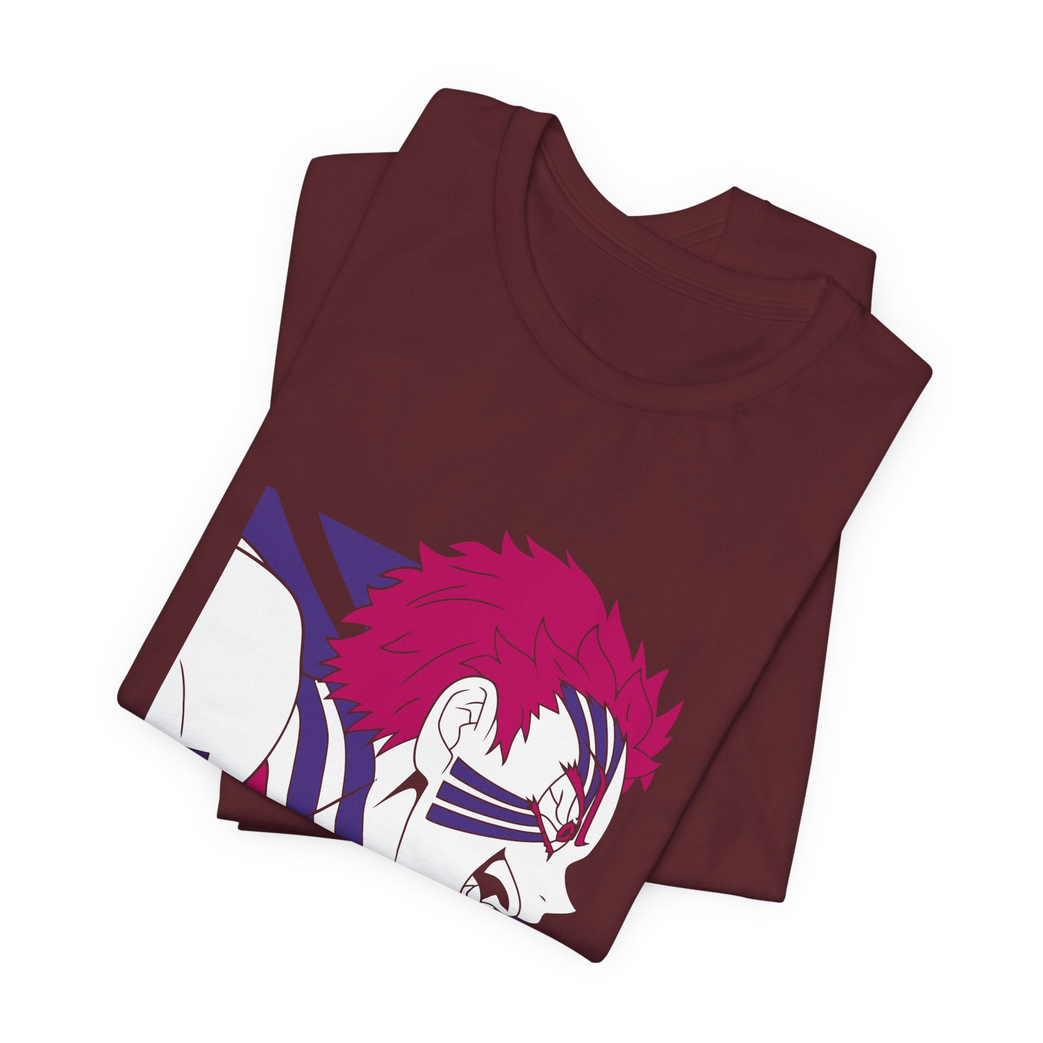 Anime Tiger Face T‑Shirt — Stylized Red & Purple Graphic Tee
