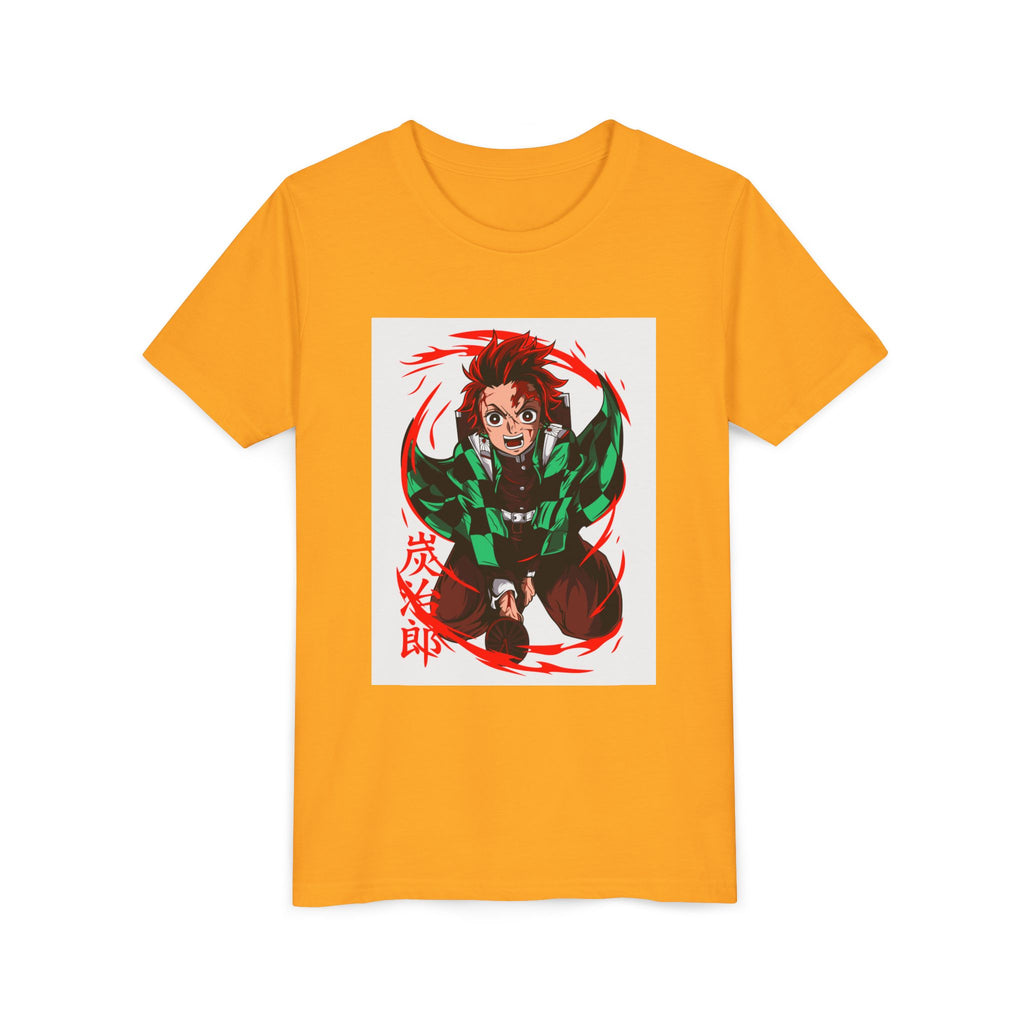 Youth Anime Character Tee — Action Pose Graphic Short Sleeve Shirt