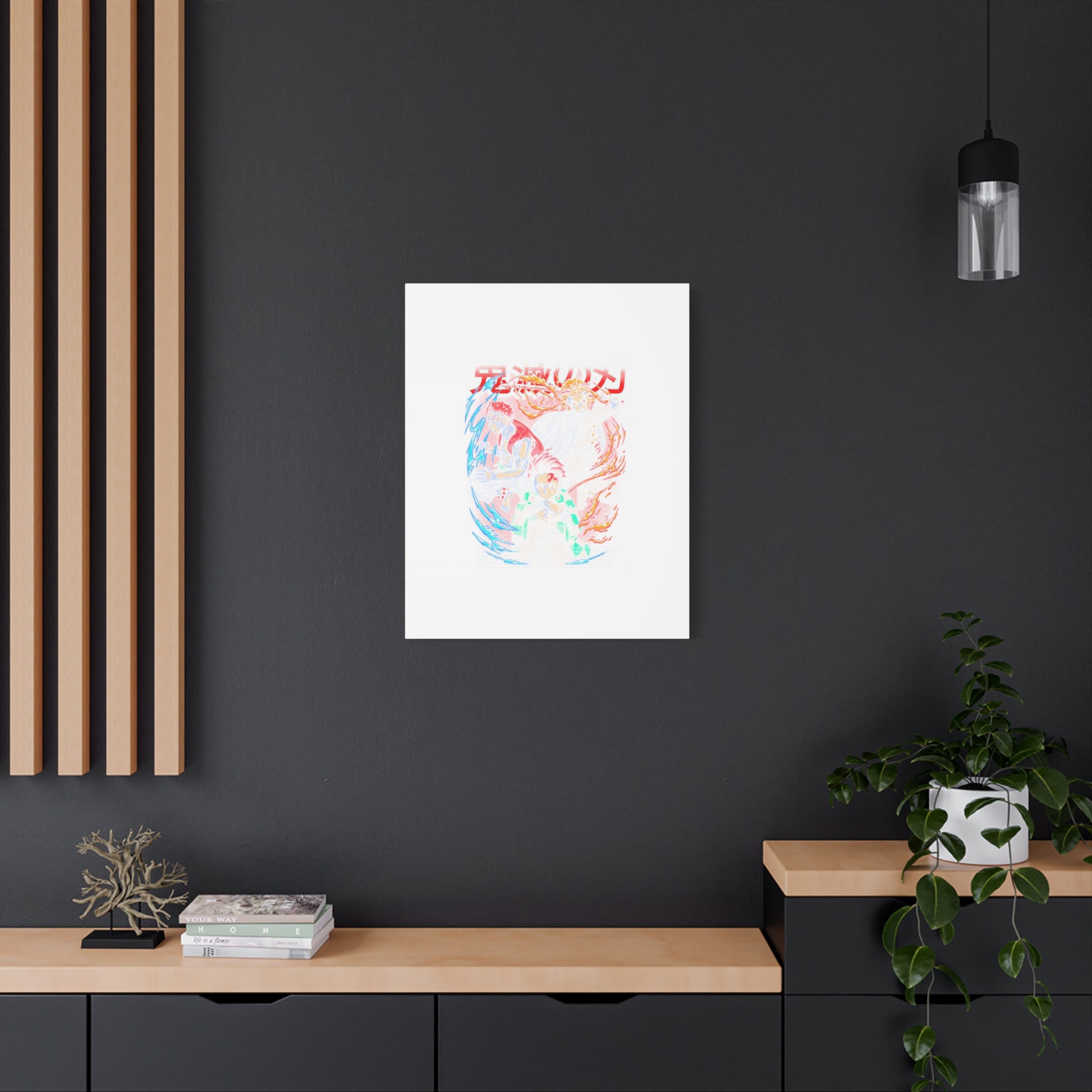 Anime Canvas Wall Art — Demon Slayer Tanjiro & Rengoku Matte Stretched Print