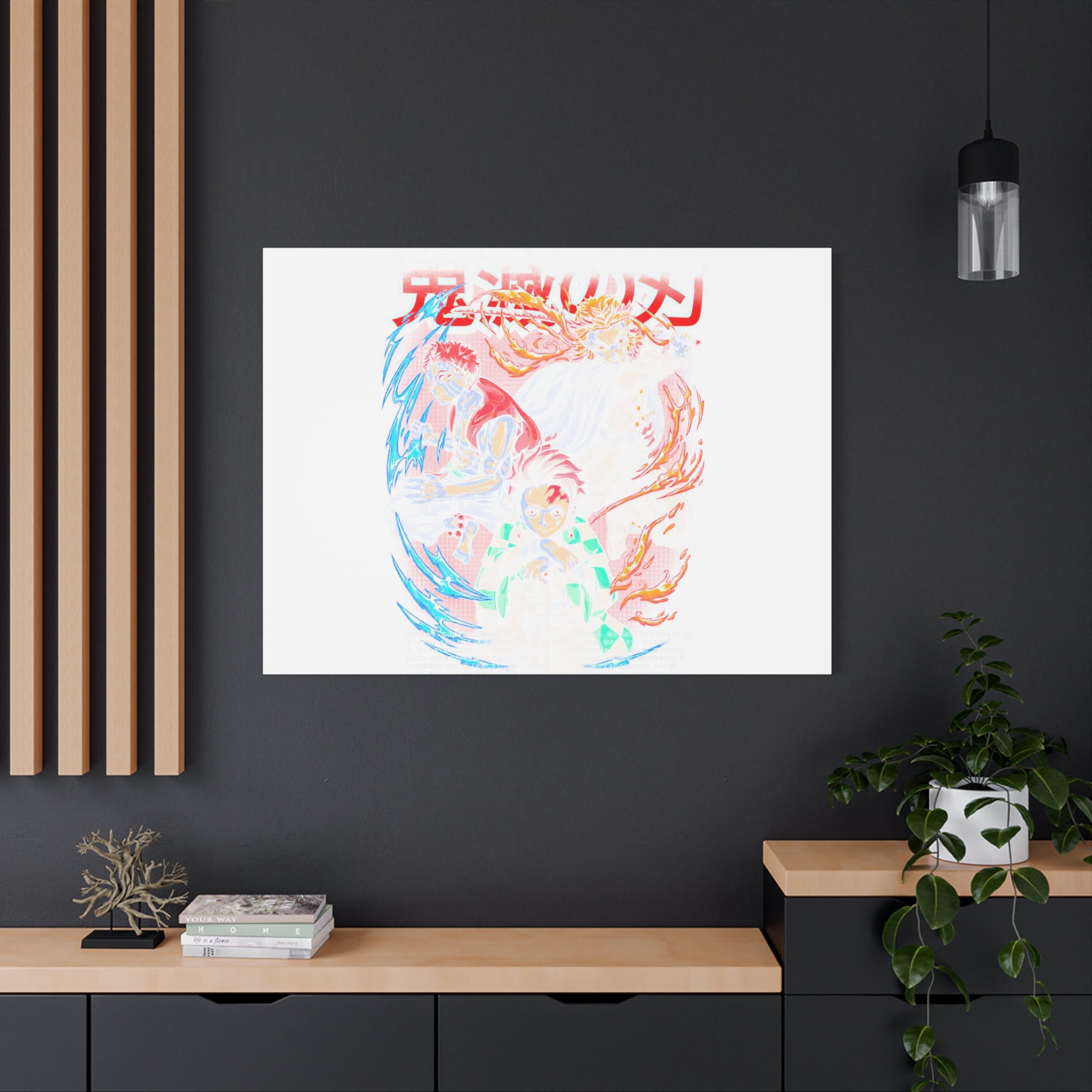Anime Canvas Wall Art — Demon Slayer Tanjiro & Rengoku Matte Stretched Print